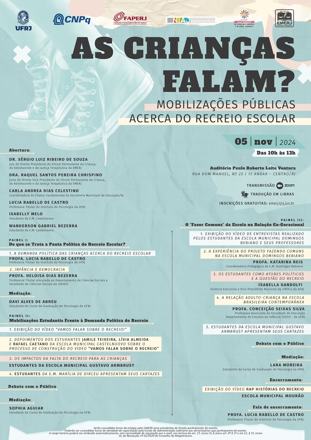 Cartaz do evento As Crianças Falam? — Mobilizações públicas acerca do recreio escolar